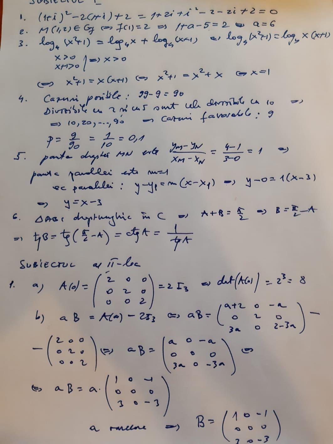 Rezolvare subiecte la matematică informatică BAC 2021