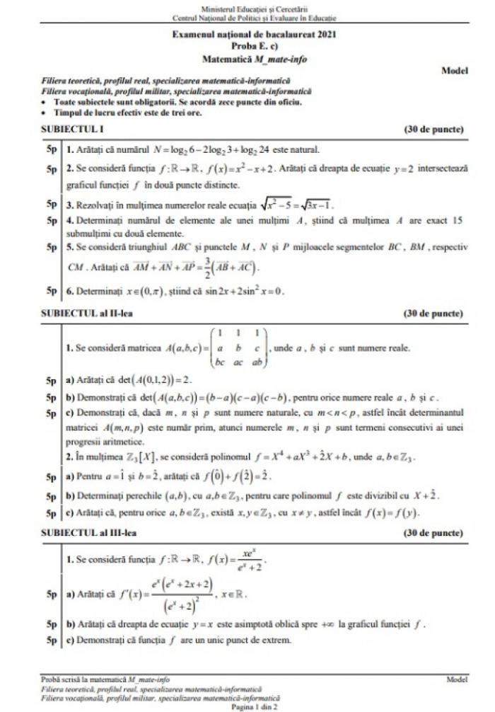 Subiecte matematică BAC 2021. Cum trebuie să fie rezolvate ...