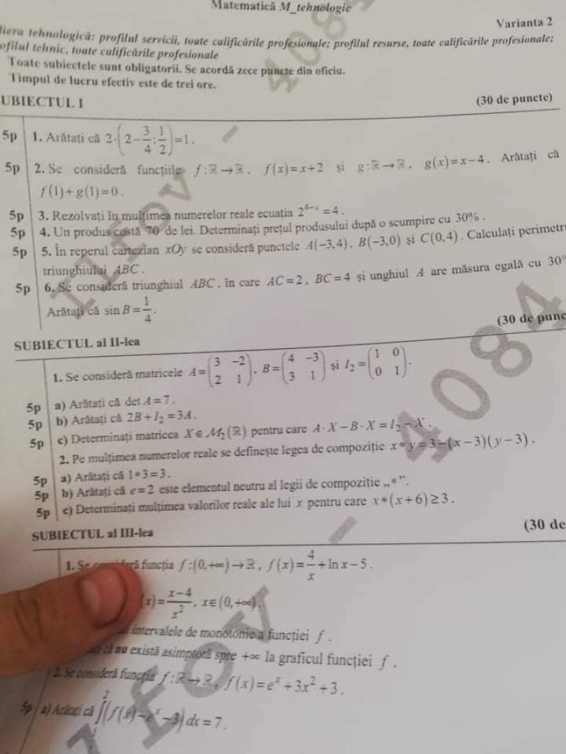 Subiecte BAC matematica profil real