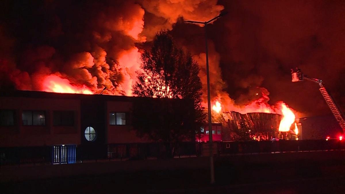 Zeci de pompieri s-au chinuit să stingă incendiul din Timiş