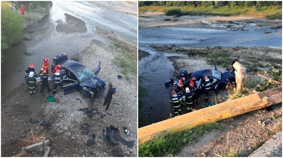 Trei oameni au văzut moartea cu ochii, după ce maşina în care erau a plonjat de pe pod direct în apele unui râu, în Neamţ Trei oameni au văzut moartea cu ochii, după ce maşina în care erau a plonjat de pe pod direct în apele unui râu, în Neamţ