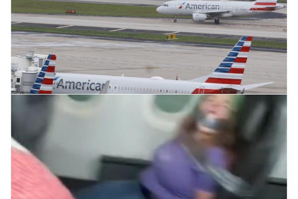 Clipe de panică la bordul unei aeronave American Airlines: o pasageră a vrut să deschidă uşa în timpul zborului. A fost legată de scaun cu bandă adezivă - VIDEO