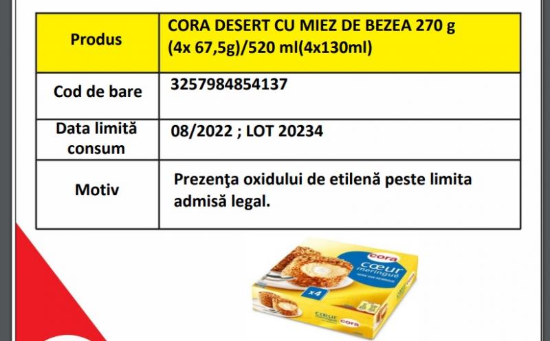Desert contaminat cu oxid de etilenă, retras de la vânzare