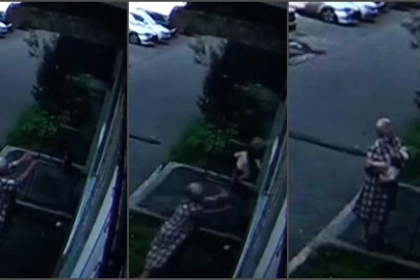 Momentul în care o bunică prinde şi salvează un bebeluş căzut de la etajul doi, în Rusia. Tatăl i-a dat bani drept mulţumire