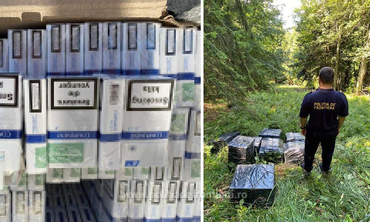 Țigări de contrabandă aduse cu drona din Ucraina şi ascunse într-o livadă din Satu Mare