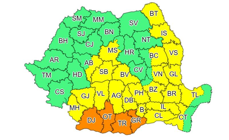 Avertizare meteo Cod Portocaliu: Caniculă în România, urmată de furtuni cu grindină. Maxime de 41 de grade Celsius