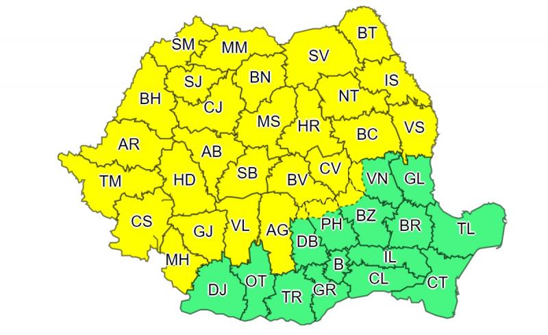 Avertizare meteo Cod Portocaliu: Caniculă în România, urmată de furtuni cu grindină. Maxime de 41 de grade Celsius