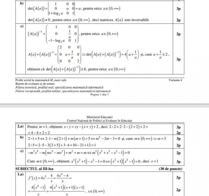 Barem la BAC 2021 Barem la BAC 2021