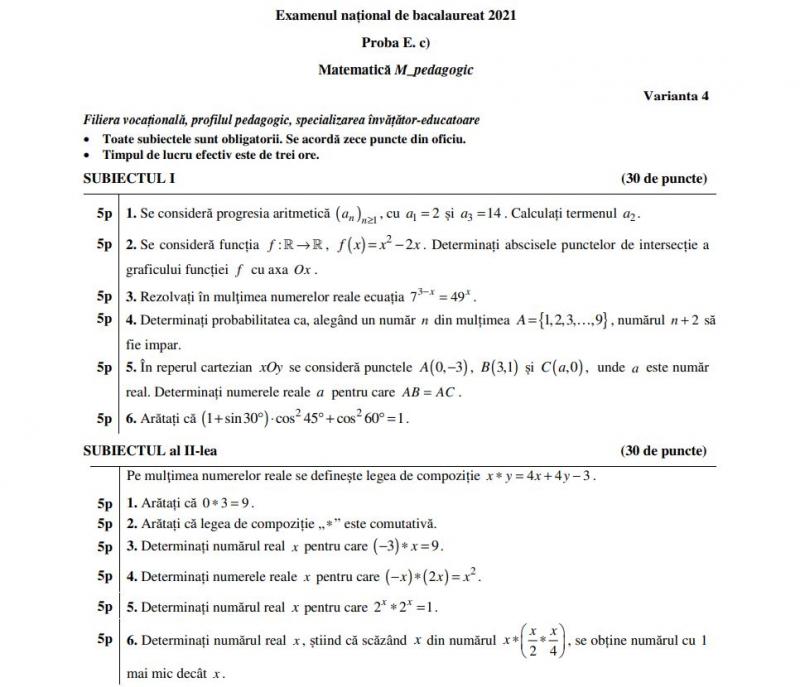 Subiecte la BAC 2021 Subiecte la BAC 2021