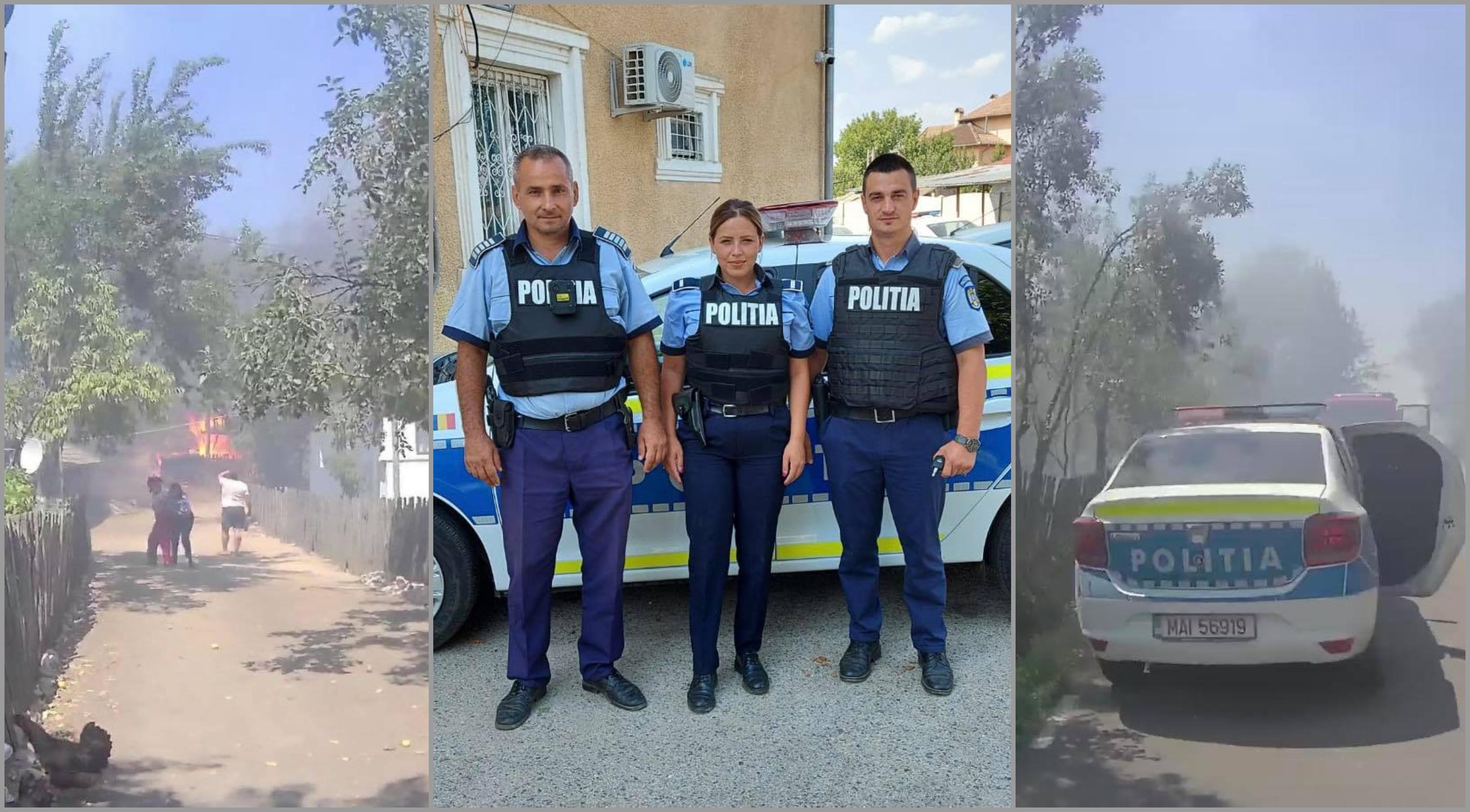 De la stânga la dreapta, Petre, Roxana și Claudiu, polițiști ai Secției 5 din orașul Strehaia