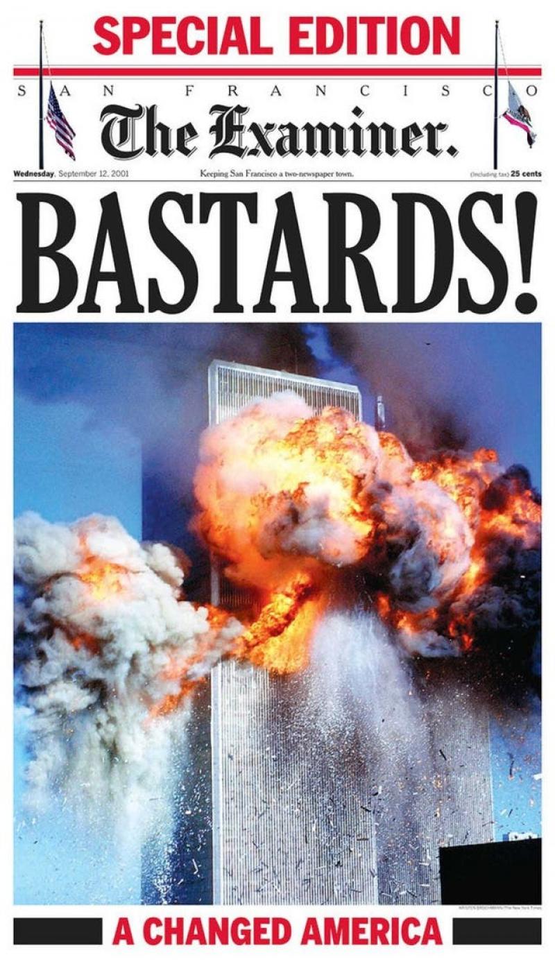 Prima pagină a ziarului, după atacurile teroriste de la 11 septembrie 2001