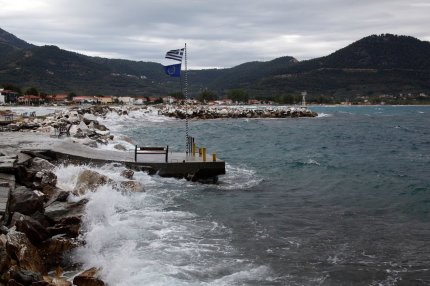 Furtună pe mare, în Thassos, Grecia