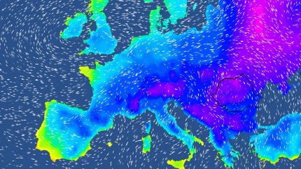 Harta temperaturilor în Europa