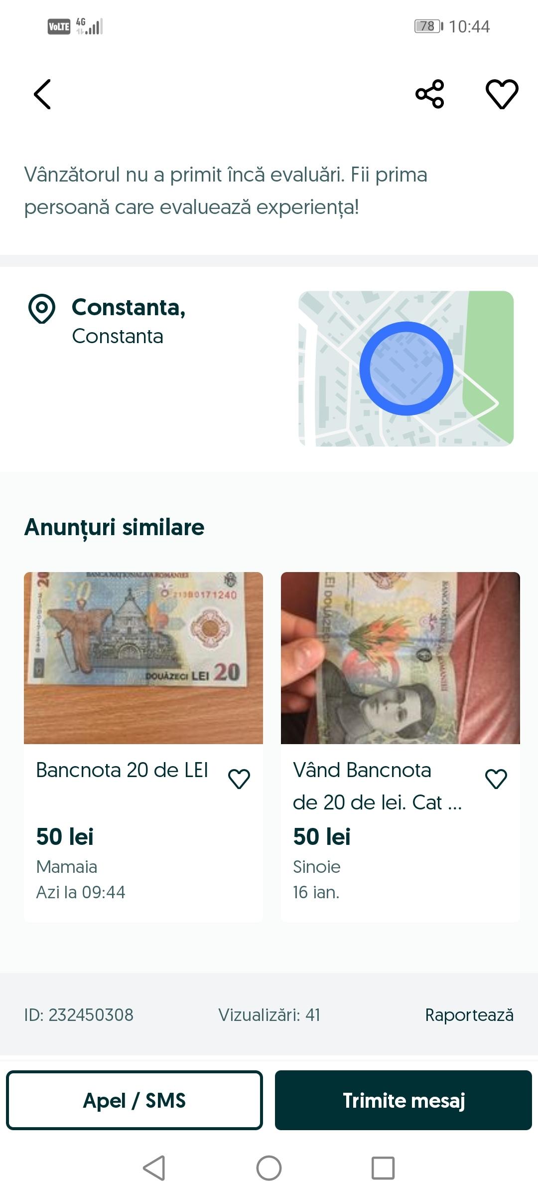Românii sunt inventivi şi vând bancnotele de 20 de lei pe internet