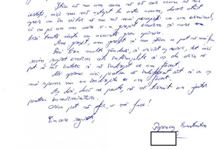 scrisoarea politistului pentru familia Raisei