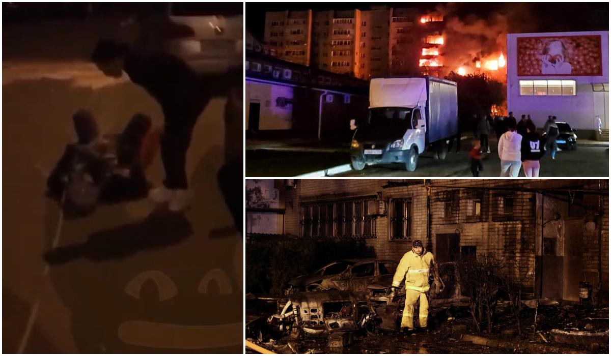 13 morți după prăbușirea bombardierului Su-34 într-un cartier rezidențial din Eisk. Pilotul, filmat când a căzut pe asfalt după catapultare
