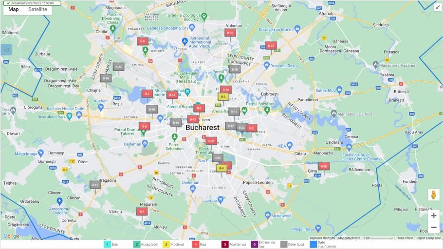 calitatea aerului din București niveluri ridicate de poluare în București, 22 octombrie 2022