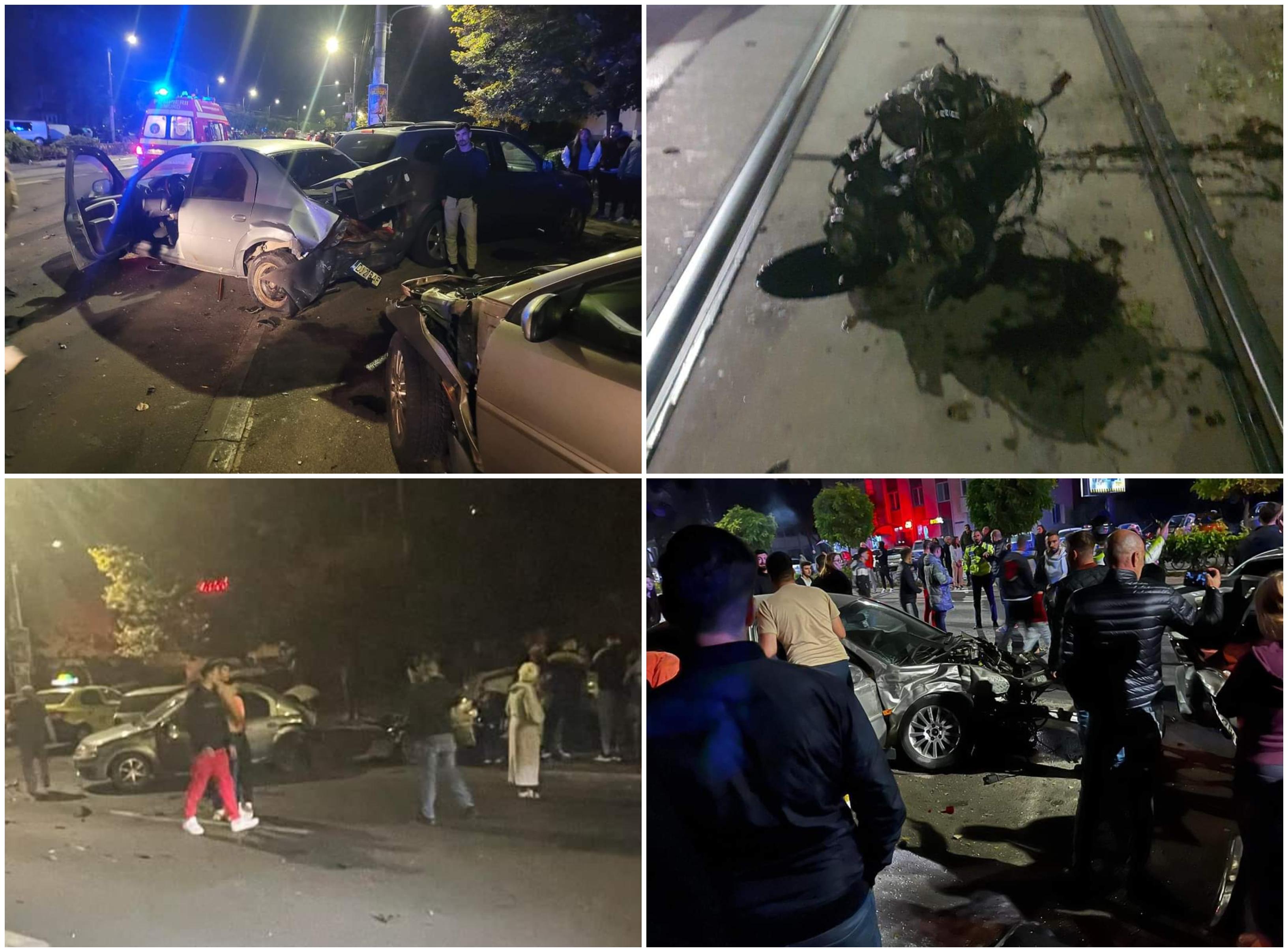 Patru tineri au ajuns la spital, după ce şoferul maşinii în care se aflau a izbit două autoturisme parcate, pe o stradă din Craiova