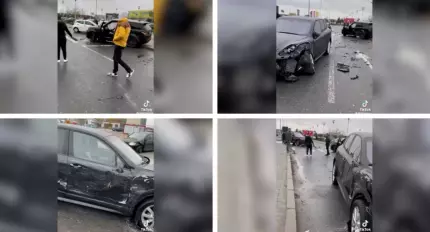 Accident teribil între 4 maşini, în parcarea unui mall din Bucureşti: "Niciunul nu merită permis de conducere" Accident teribil între 4 maşini, în parcarea unui mall din Bucureşti: "Niciunul nu merită permis de conducere"