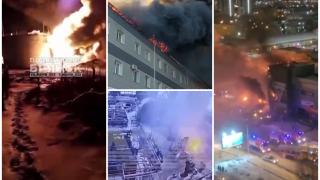 Val de incendii suspecte în Rusia. Flăcările au cuprins o termocentrală, un depozit de petrol şi unul de mase plastice. Şi un centru comercial a luat foc