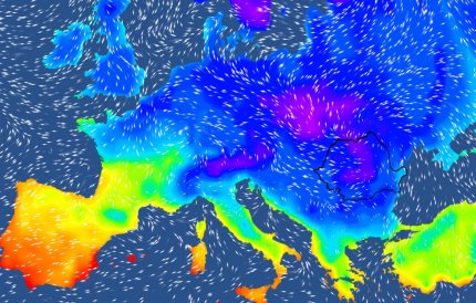 Harta temperaturilor în Europa