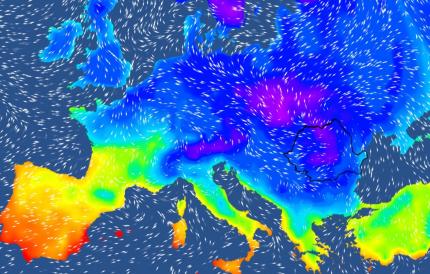 Harta temperaturilor în Europa