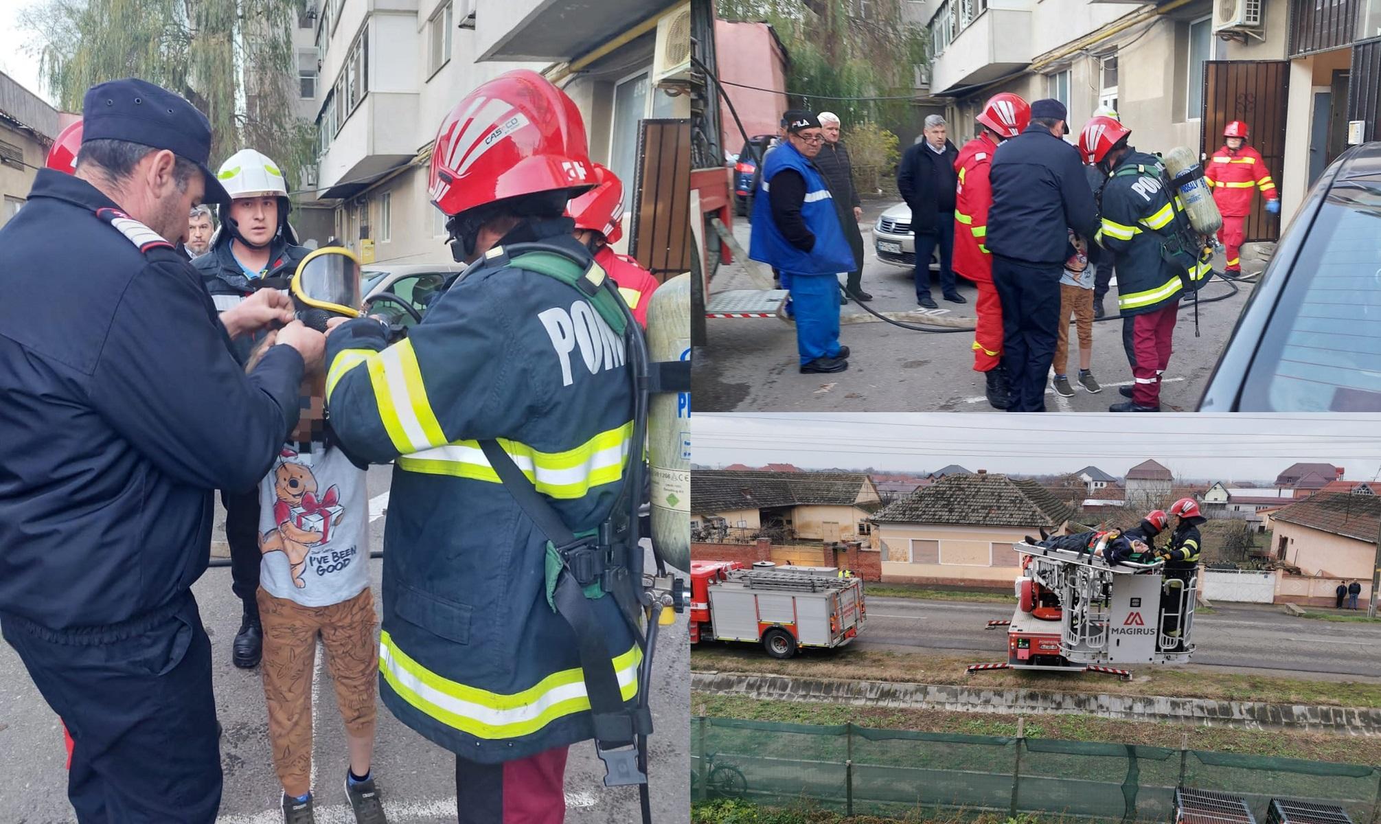 Două victime, între care un copil de 9 ani, transportate la spital, în urma unui incendiu izbucnit în Prahova: 11 persoane, evacuate