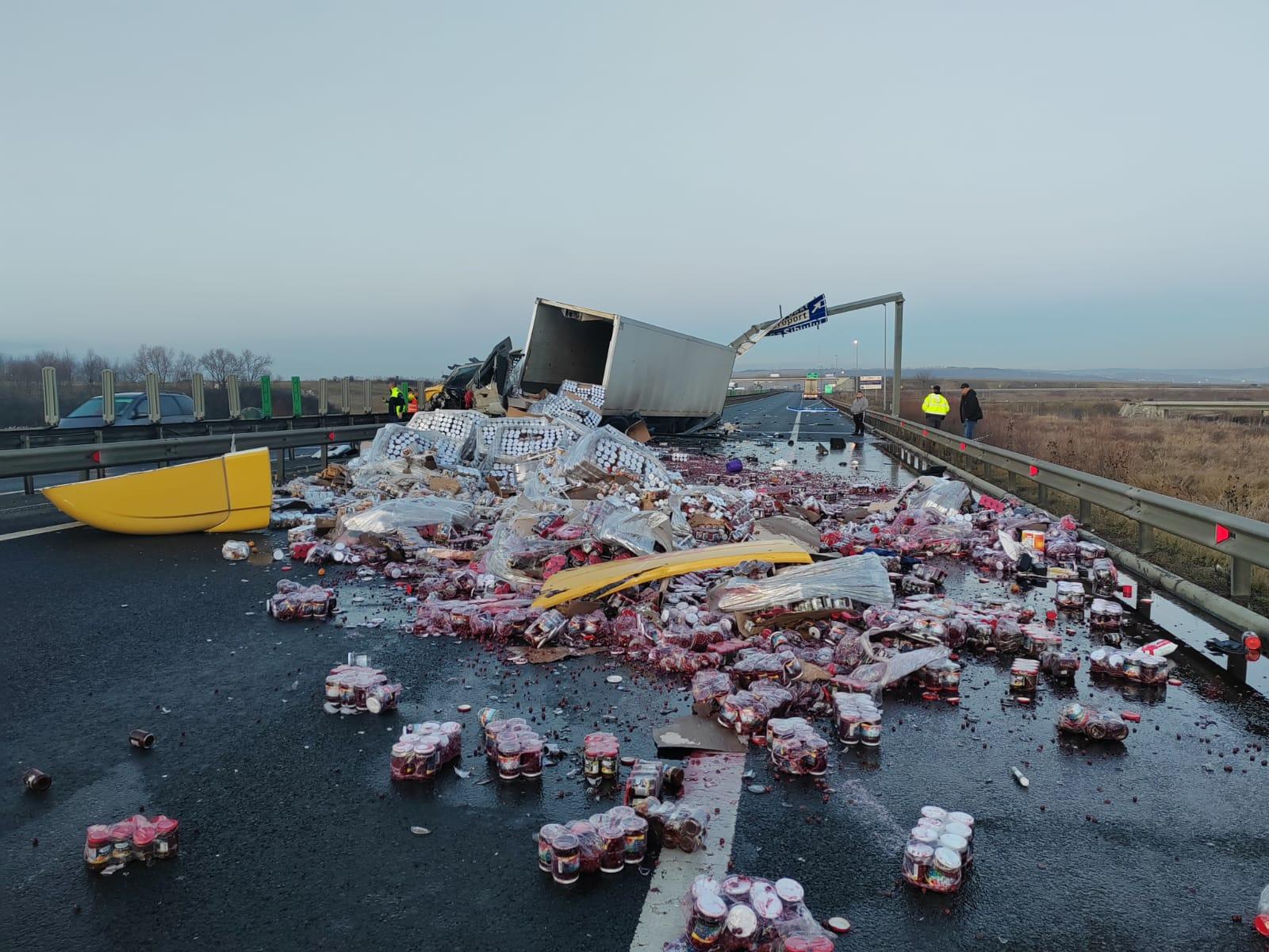 accident TIR Autostrada Sibiu-Orăștie