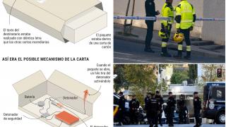 Ce conţineau cele şase scrisori-capcană din Spania. Singura care nu a fost detonată este cea de la baza militară şi centrul de sateliţi al UE