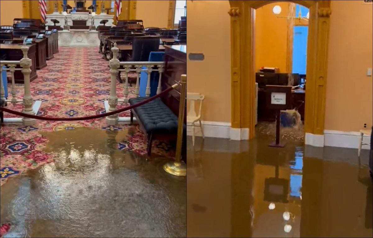 Clădirea Senatului din Ohio, inundată de o țeavă de apă care s-a spart