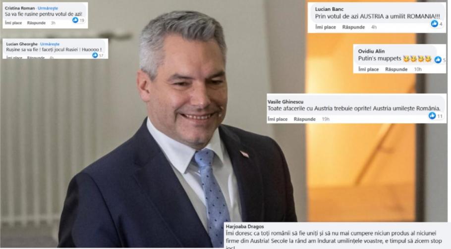 Românii au luat cu asalt pagina de Facebook a Ambasadei Austriei: "Să vă fie rușine!" sau "Marionetele lui Putin", printre cele peste 1.300 de comentarii Românii au luat cu asalt pagina de Facebook a Ambasadei Austriei: "Să vă fie rușine!" sau "Marionetele lui Putin", printre cele peste 1.300 de comentarii