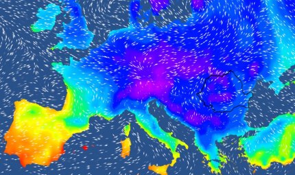 Harta temperaturilor în Europa