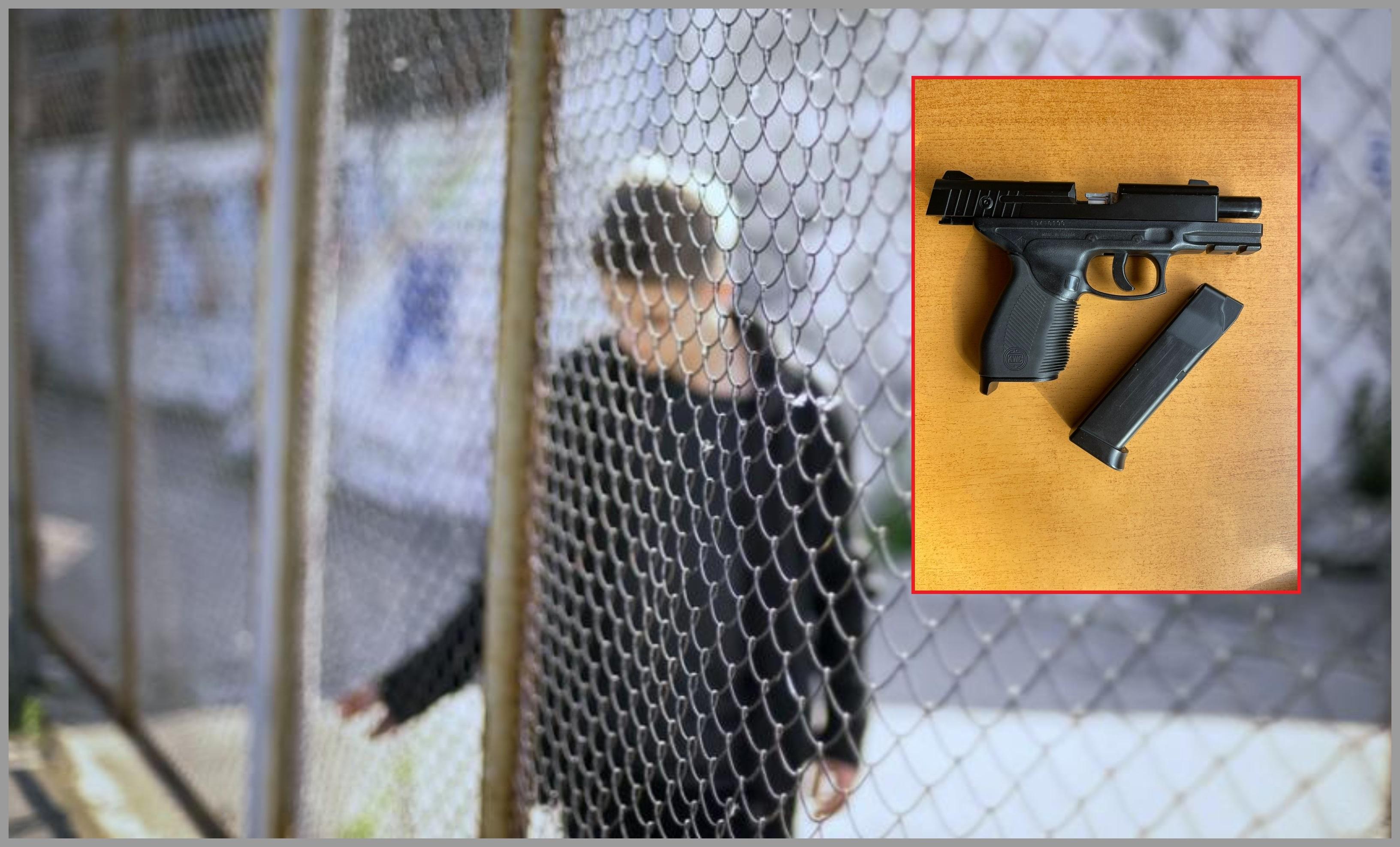 Colaj cu arma găsită asupra unui elev din Râmnicu Vâlcea