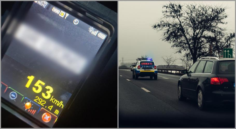 Noul Cod Rutier produce efecte din 27 februarie 2022 Mașină care circulă pe autostradă, colaj lângă un aparat de radar