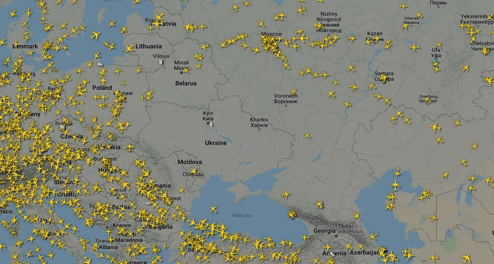 Cum arată spațiul aerian al României, după ce Rusia a început războiul în Ucraina