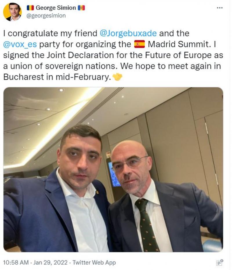 George Simion ar fi fost dat afară de la o conferinţă a suveraniştilor, la Madrid George Simion ar fi fost dat afară de la o conferinţă a suveraniştilor, la Madrid
