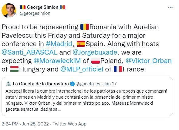 George Simion ar fi fost dat afară de la o conferinţă a suveraniştilor, la Madrid