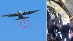 Thriller pentru un parașutist: a rămas atârnat de un avion C-130 la peste 1.500 de metri altitudine