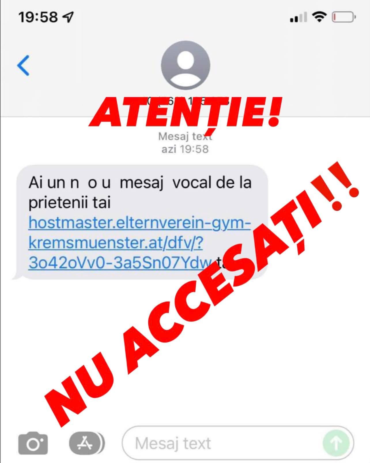 Mesaje de tip phishing primite de români prin sms