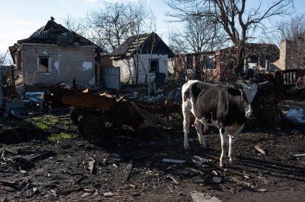 Imagini din localitatea Andriivka, după plecarea militarilor ruși