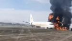 Un avion de pasageri Airbus a luat foc în momentul decolării în China. Motorul a atins pământul și a luat foc. VIDEO