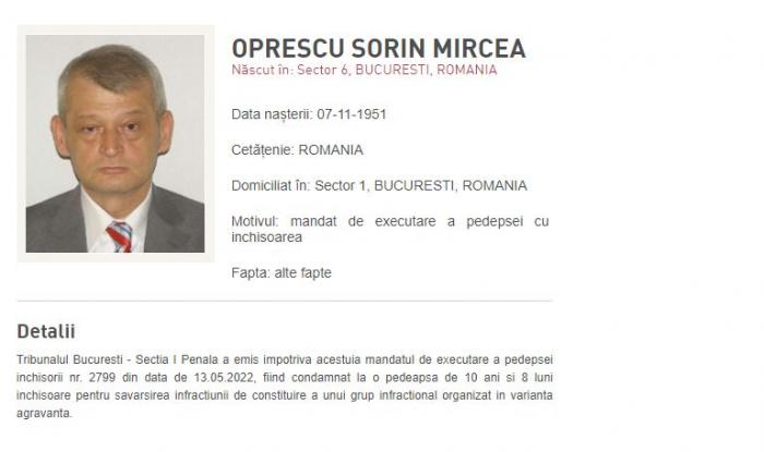 Sorin Oprescu a fost dat în urmărire