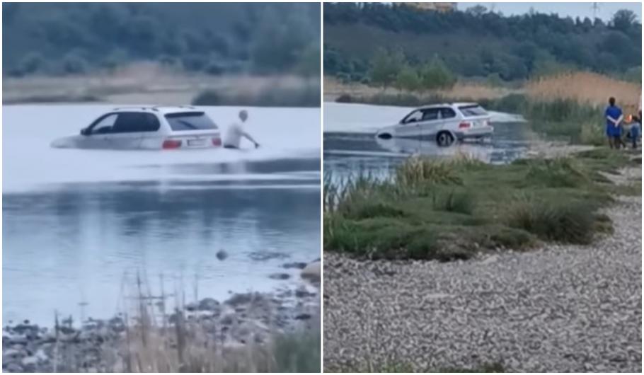 Un șofer cu BMW a rămas blocat în apele Bistriței. Bărbatul încerca să traverseze râul. VIDEO Un șofer cu BMW a rămas blocat în apele Bistriței. Bărbatul încerca să traverseze râul. VIDEO