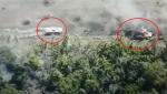 Momentul în care două blindate ale armatei ruse explodează la distanţă de 7 secunde. Ambele au comis fix aceeaşi greşeală