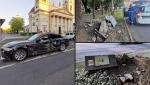 Un tânăr cu BMW a stricat tot ce i-a stat în cale, în Satu Mare, după un drift eșuat