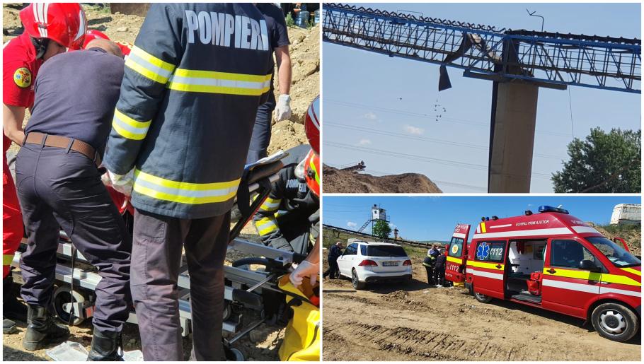 Un bărbat a fost prins de o bandă transportoare la o balastieră din Prahova Un bărbat a fost prins de o bandă transportoare la o balastieră din Prahova