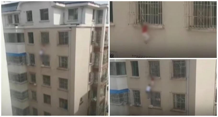 O fetiţă de cinci ani a rămas agăţată de grilajul unei ferestre O fetiţă de cinci ani a rămas agăţată de grilajul unei ferestre