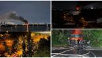 Incendiu puternic la un service auto din Bucureşti. Fumul dens, vizibil de la câţiva kilometri distanţă