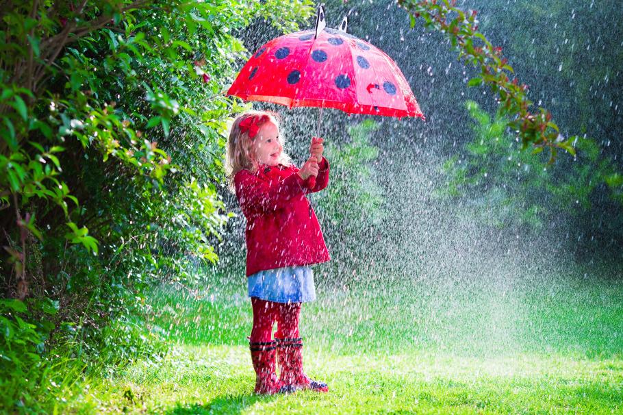 copilă în ploaie fetiță cu umbrelă în ploaie