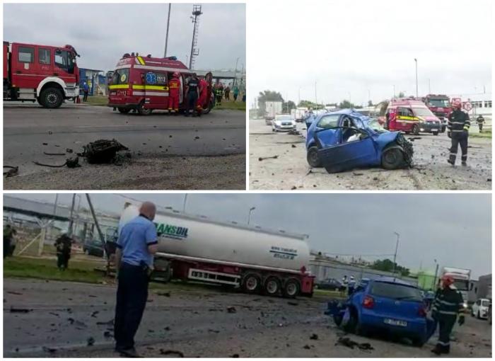 Accident grav pe centura Bucureşti în localitatea Jilava. Un autoturism şi o cisternă s-au lovit frontal.